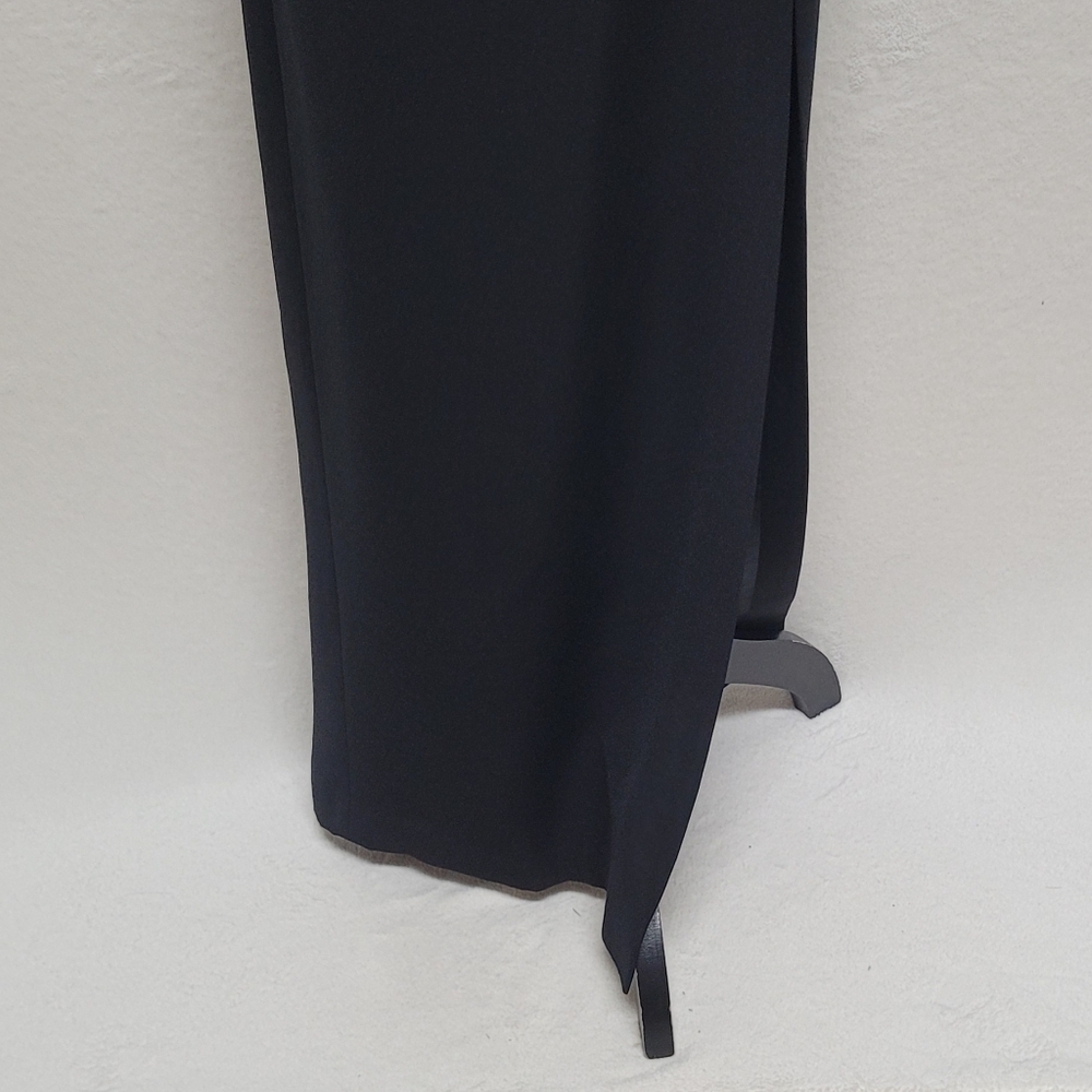 Vintage Andrea Polizzi Black Satin Crepe One-Shoulder Thigh Slit Backless Gown 6 - Picture 6 of 12